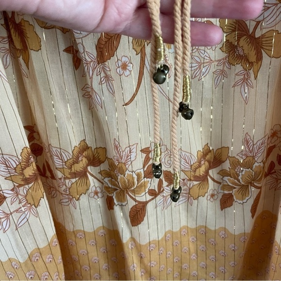 Spell and the Gypsy Collective Floral Embroidered Blouse Gold Ochre Size XS - Picture 4 of 12